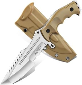 Freelander Outdoor Fixed Blade Knife, Full Tang D2 Steel Survival Knife with Kydex Sheath, Camping Bushcraft Knives with Ergonomic Handle