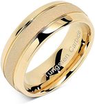 100S JEWELRY Engraved Personlized Tungsten Rings For Men Women Gold Wedding Band SandBlasted Finish Dome Edge Sizes 6-16 (Custom Text Engraving, 15)