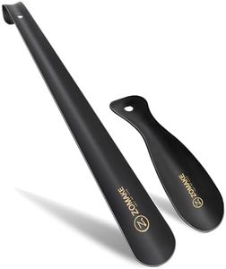 ZOMAKE Metal Shoe Horn 2Pcs - 19/42CM Shoehorn Long Handled with Handle for Seniors Men Women - Stainless Steel Small Shoe horns with Hook