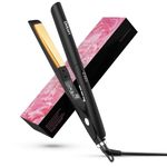 Dekuri 2 in 1 Hair Straightener and Curler, Smooth Titanium Plate,30s Fast Heat Flat Iron, 120-230℃ LCD Display, Ionic Hair Straighteners for Women - Black