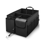 Suzec Alloy Steel Car Organizer - Collapsible, Multi-Compartment Automotive Suv Trunk Organizer For Storage W/Adjustable Straps - Truck & Car Accessories For Women And Men - Black, Automobiles