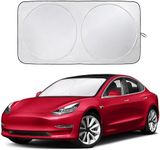 EcoNour Tesla Windshield Sunshade for Model 3/Y | 240T Polyester Shield for Tesla Model 3 Sunshade | Superior UV & Heat Protection Tesla Model Y Sunshade | Car Interior Tesla Accessories for Summer