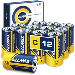 Allmax C (LR14) Maximum Power Alkaline Batteries (12 Count) – Ultra Long-Lasting, Leakproof Design, 7-Year Shelf Life, Maximum Performance (1.5V)