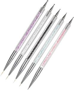 EZPICK 5pcs Nail Art Brushes | Double Ended Nail Art Dotting Tool set | Nail Art Pen for Painting Nails | Manicure Drill Drawing Nails Brush Pen for Nail Art (Set 1)