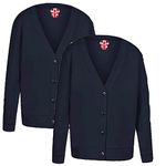 Invading 2X Kids School Uniform Boys Girls Brushed Fleece Sweatshirt Cardigan Heavyweight Navy