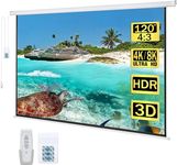 Kayle 120" Motorized Projector Screen Electric Diagonal Automatic Projection 4:3 HD Movies Screen for Home Theater Presentation Education Outdoor Indoor W/Remote Control and Wall/Ceiling Mount (White)