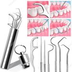 Finaxo 7 Pieces Teeth Cleaning Tool Portable Metal Toothpicks Reusable Toothpicks for Teeth Digging Adult Picking Tools Keychain Teeth Braces Cleaning Tools