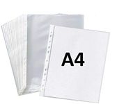 True-Ally 50 Pcs 100 Micron Transparent Document Sleeves, Leaf Sheet Clear Certificates/Waterproof Sheet Protectors 11 Holes Punched Ring Files Folder (A4 Size) (50 Sheets - 100 Micron)