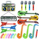 Inflatable Instruments Set 22Pcs, Inflatable Guitar for Kids, Fun Musical Instruments Accessories Inflatable Props for Birthday Party Favors Decoration Photo Booth, with Air Pump