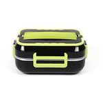 EMtronics Electric Heated Lunch Box 1.5L 12V or 220v for Home or Travelling Car/Lorry Use with Spoon and Fork - Green