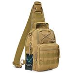 G4Free Tactical EDC Sling Bag, Military Sport Shoulder Backpack Crossbody Daypack Satchel for Hiking Hunting Trekking Fishing(Tan)