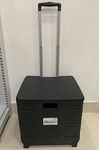 NEW LEISURE DIRECT ® LARGE FOLDING SUPERMARKET GROCERY SHOPPING CAMPING BOOT TRUNK CART CRATE TROLLEY 35KG FOLDABLE + LID BLACK