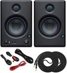 PreSonus Pair ERIS E4.5 BT 4.5 Active Bluetooth Media Reference Monitors with Stereo Cable Kit and 2x TS/TS Instrument Cables - Wireless Streaming Sound from a Smartphone, Tablet, Laptop
