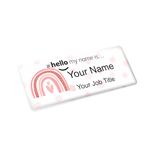 Badgemaster Resin Finish Hello My Name Is Personalised Nurse Midwife Hospital NHS Practitioner Nursery Preschool Rainbow Pink Polka Dots Name Badge