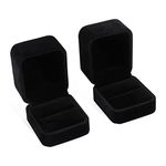 iSuperb Set of 2 Unit Classic Velvet Couple Ring Box Earring Jewelry Case Gift Boxes (Black Box for Ring Or Earring)