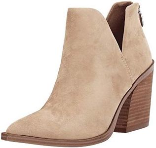 Kathemoi Womens Ankle Boots Slip on Cutout Pointed Toe Snakeskin Chunky Stacked Mid Heel Booties