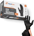 HandCare Soft Disposable Black Vinyl Gloves - 1000 Pack 3 Mil Powder Free Black Disposable Gloves-Food Safe, Latex Free (Small - Pack of 1000)