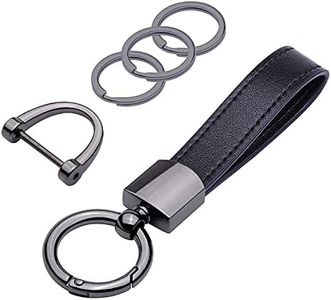 wisdompro Portachiavi Auto Pelle, Porta Chiavi con 1 Anello a D, 1 Cacciaviti, 3 Anelli Portachiavi, Portachiavi Uomo/Donna sono il Regalo di Compleanno/Vacanza Ideale per Familiari e Amici (Nero)