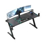 EUREKA ERGONOMIC Metal Z60 Gaming Desk 60'' Z Shaped Large Pc Computer Gaming Desks Tables With Rgb Led Lights Controller Stand And Mouse Pad For E-Sport Racing Gamer Pro Home Office Gift