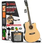 Pyle Cutaway Acoustic Electric Guitar and Amp Kit, 4/4 Full Size Spruce Wood Body with 10W Amplifier, Gig Bag, Strap, Extra Steel Strings, Picks, Cable, for Beginners and Adults, Natural