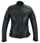 Texpeed Womens Leather Motorcycle Jacket - Touring Crusier Motorbike Coat With Genuine Biker CE Armour (EN 1621-1) Protection Black - M