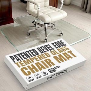 Exclusive Beveled Edge Glass Chair Mat for a Smooth Glide and Easy Roll On/Off by Clearly Innovative, Ultimate Office Chair Mat for Carpet or Hardwood Floor, 48x52 Tabbed