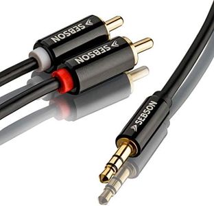 SEBSON Câble Audio 10m, Jack 3.5mm à 2 fiches RCA, RCA mâle vers Jack mâle, blinde - connecter smartphone, ordinateur à amplificateur, TV, enceintes