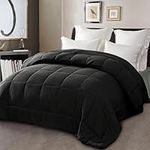 Exclusivo Mezcla 7.5 Tog Double Size Down Alternative Duvet Quilted Duvet Insert with Corner Tabs for All Seasons - Breathable, Lightweight and Machine Washable (200x200CM, Black)