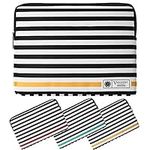 Microsoft Surface Laptop Bag, 13.5" Vegan Leather Sleeve B/W Stripe Pattern Design Fits Suface Pro 13.5" Series/Surface Book 13.5" Series