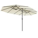 SONGMICS 460 x 270 cm Double-Sided Parasol Umbrella, Extra Large Garden Patio Parasol, Twin Sun Shade Canopy, UPF 50+ Protection, Crank, for Market Outdoor Garden Terrace, No Base, Beige GPU036M01