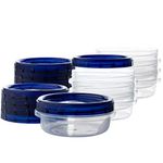 PLASTICPRO [8 oz 8 Pack] Twist Top Deli Containers Clear bottom With blue Top Twist on Lids Reusable, Stackable, Food Storage Freezer Container