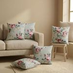 Clasiko Cotton Cushion Covers 16x16 – Set of 5 Decorative Cushion Covers, Vintage Rose, Soft Cotton, Hidden Zip, Sofa & Bedroom Décor
