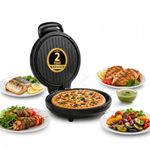 Glen Portable Electric Tawa & Pizza Grill, 1200W Non-Stick Electric Griddle, 25cm Pizza Maker, Pancake, Omelette, Chilla & Paratha Maker, Dual Thermostat Control, Indoor Grill (2 Years Warranty)