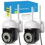 Rboxihen 2.4G/5G Outdoor Security Camera Wi-Fi Cameras 2 Pack,360°PTZ Camera Surveillance Exterieur for Home&Pet Security with Phone App/Motion Detection/Color Night Vision/2 Way Audio/Cloud Storag