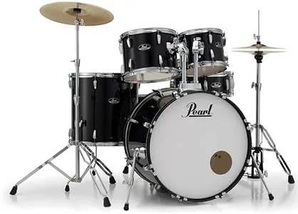 Pearl Roadshow Drum Set 5-Piece Complete Kit with Cymbals and Stands, Jet Black (RS525SC/C31)