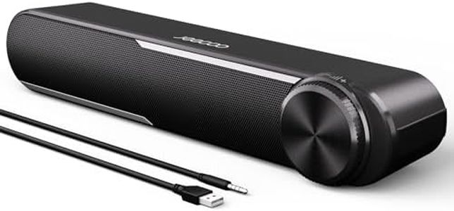 Jeecoo A30 Wired Computer Speakers PC Soundbar for Monitor - Clear Sound, USB-Powered w/3.5mm AUX, Big Volume Control - Laptop Tablet Compatible