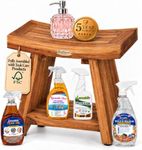 EcoDecors Serenity 18" Teak Shower Bench with 32 oz Teak Cleaner