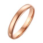 Epinki Womens Fashion Jewelry, 3MM Tungsten Carbide Rose Gold Plain Band Polished Marriage Promise Rings Size 9