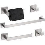 TURS 5-Piece Bathroom Hardware Set Brushed Nickel Towel Bar Set Bath Towel Holder Sets Hand Towel Holder 2 Towel Hooks, SUS 304 Stainless Steel, Q7BR-P5