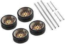 simhoa 1/64 Scale Rubber Toy Car Wheel Tires DIY Car Model Replacements Accessory - Golden, A15