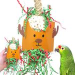 Bonka Bird Toys Christmas Xmas Santa Claus Reindeer Snowman Small Medium Chew Forage Shred Festive Holiday Season Cockatiel Parakeet Conure and Similar (2429 Christmas Reindeer)