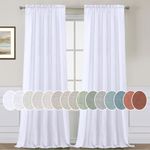 Linen Curtains Elegant Natural Linen Blended Curtains Energy Efficient Light Filtering/Rod Pocket Window Treatments Panels/Drapes for Livingroom (Set of 2, White, 52 inches W x 84 inches L)