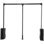 highdecora Pull Down Wardrobe Rail, Adjustable Width 60-83cm or 83-115cm, Soft Close (Black, 600-830mm)