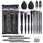 Makeup Brush Set Kiki Beauty 21 Pieces Makeup Brush set and Tool Kit with Bag Powder Foundation Contour Blush Concealer Eye Shadow Beauty Blender EyeLiner Includes 16 Brushes 2 Beauty Sponges 2 Hair Pins and 1 Eyeliner Tool