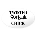 CafePress Twisted Yoga Chick Oval Bumper Sticker Car Decal