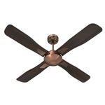 Polycab Superia Quadro 1200mm Premium Wooden Finish 4 Blades Star Rated Designer Ceiling Fan for home | Electro Plated | Saves up to 33% Electricity | 2 years warranty【Antique Copper Rosewood】