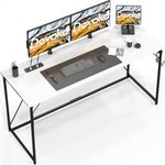 Devoko Desk, Home Office desk, Study Writing Computer Desks, Laptop Table for Home Workstations, Industrial Design Black Desk Metal Frame（140 x 50 x 75 White）