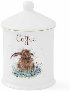 Portmeirion Home & Gifts WNC3996-XW Wrendale by Royal Worcester Coffee Canister (Hare), Bone China, Multi-Colour, 10.5 x 10.5 x 15.5 cm