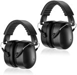 ProCase 2 Packs Ear Defenders Adults, SNR 32dB Noise Cancelling Headphones for Kids Autism, Ear Protectors Sound Proof Hearing Protection for Mowing Shooting Woodwork Construction -Black