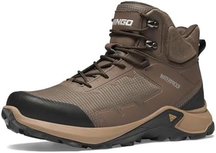 NINGO Men's Hiking Boots Waterproof Hiking Shoes Trail Shoes Lightweight Trekking Boots Comfortable Breathable Outdoor Boot Mid Ankle Boot for Camping, Backpacking, Mountain Trails, Brown Size 8